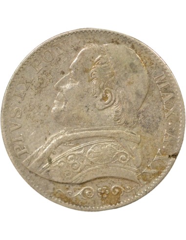 Etat Pontifical Pie IX 2 lire Argent 1866 R Rome