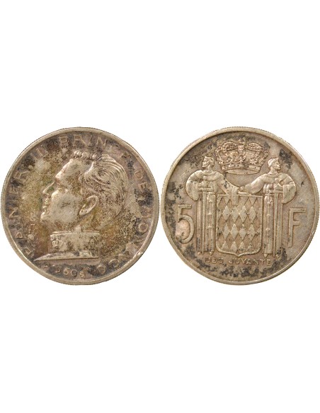 Monaco Rainier III de Monaco 5 francs Argent 1960 A Paris