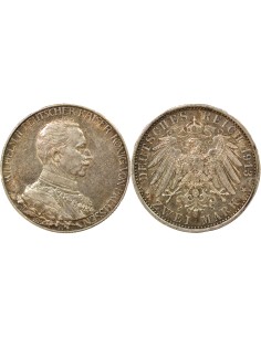 Etats Allemands (Prusse) Guillaume II 25e Anniversaire 2 mark Argent 1913 A - Paris