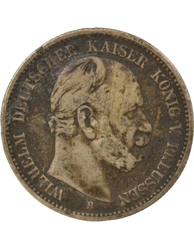 Etats Allemands (Prusse) Guillaume II 2 mark Argent 1876 Hanovre