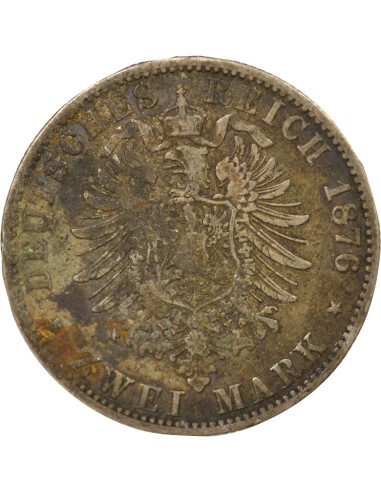 Etats Allemands (Prusse) Guillaume II 2 mark Argent 1876 Hanovre