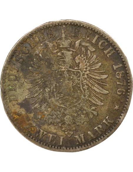 Etats Allemands (Prusse) Guillaume II 2 mark Argent 1876 Hanovre