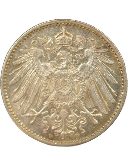 Allemagne Guillaume II de Prusse Type 2 1 mark Argent 1914 F Stuttgart