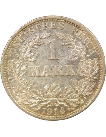 Allemagne Guillaume II de Prusse Type 2 1 mark Argent 1914 F Stuttgart