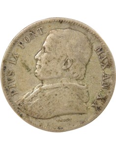Etat Pontifical Pie IX 20 baiocchi Argent 1865 R Rome 2
