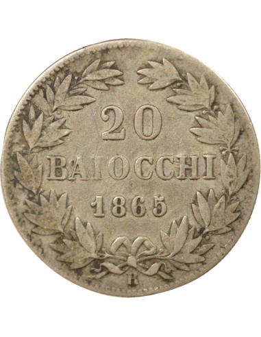 Etat Pontifical Pie IX 20 baiocchi Argent 1865 R Rome