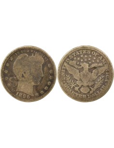 USA Barber 1/4 Dollar Argent 1896 Philadelphie