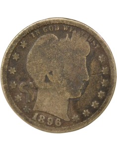 USA Barber 1/4 Dollar Argent 1896 Philadelphie 2