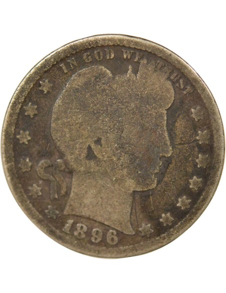 USA Barber 1/4 Dollar Argent 1896 Philadelphie