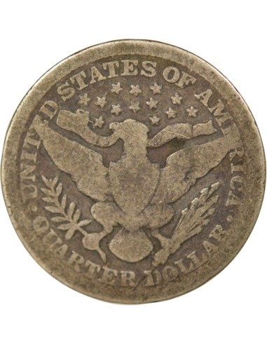 USA Barber 1/4 Dollar Argent 1896 Philadelphie