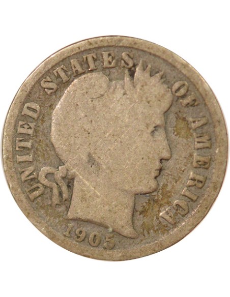 Etats Unis d'Amérique Barber 1 dime Argent 1905 Philadelphie