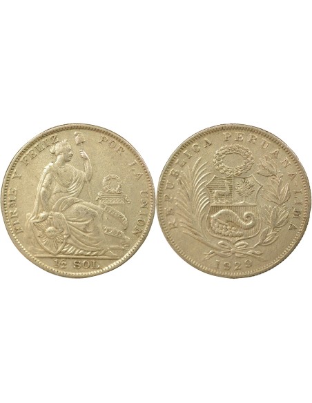 Pérou 1/2 sol Argent 1929 BF Lima