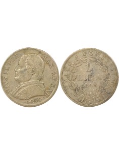 Etat Pontifical Pie IX 1 lira Argent 1868 R Rome