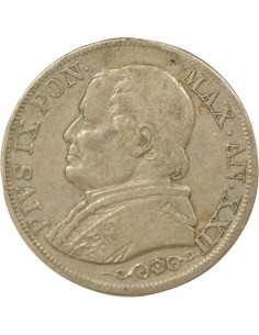 Etat Pontifical Pie IX 1 lira Argent 1868 R Rome 2