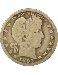 USA Barber 1/4 Dollar Argent 1893 O New Orleans 2