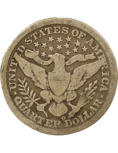USA Barber 1/4 Dollar Argent 1893 O New Orleans