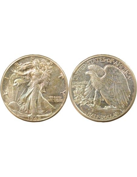 USA Walking Liberty 1/2 Dollar Argent 1942 Philadelphie