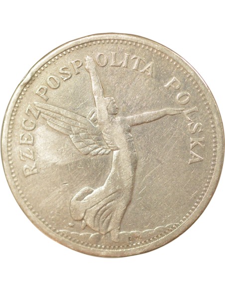 Pologne Nike 5 zlotych Argent 1928 B. Bruxelles