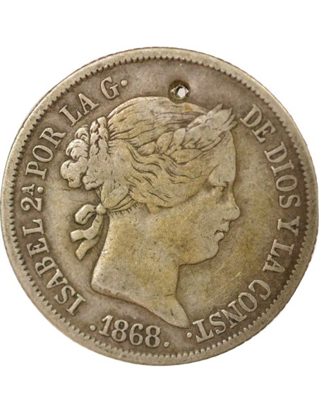 Reine Espagnol 40 centimos Argent 1868 AI Madrid
