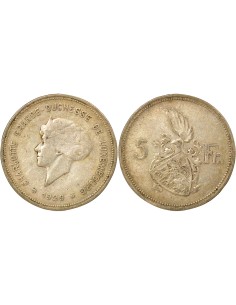 Luxembourg Charlotte 5 francs Argent 1929 F Stuttgart
