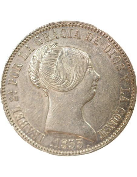 Reine Espagnol 40 centimos Argent 1853 AI Madrid