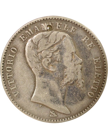 Italie Victor Emmanuel II 2 lire Argent 1860 Florence