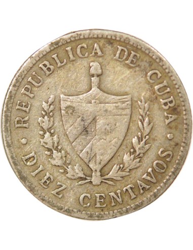 Cuba 10 centavos Argent 1915 Philadelphie