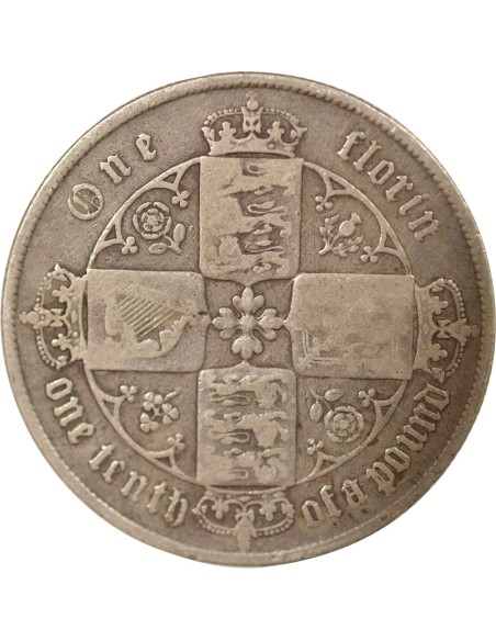 Type Gothique 1 florin Argent 1866 Londres