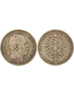 Etats Allemands (Prusse) Guillaume Ier de Prusse 2 mark Argent 1876 A Berlin
