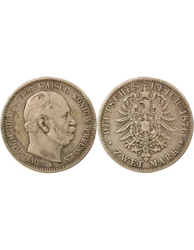 Etats Allemands (Prusse) Guillaume Ier de Prusse 2 mark Argent 1876 A Berlin