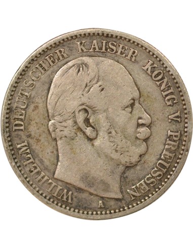 Etats Allemands (Prusse) Guillaume Ier de Prusse 2 mark Argent 1876 A Berlin