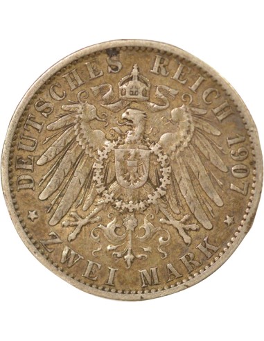 Etats Allemands (Prusse) Guillaume II de Prusse 2 mark Argent 1907 A Berlin