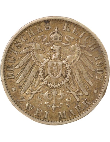 Etats Allemands (Prusse) Guillaume II de Prusse 2 mark Argent 1907 A Berlin