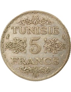 Tunisie Ahmed II Bey Protectorat Français 5 francs Argent 1353 AH (1934-1935) J Paris 2