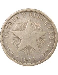 Cuba 40 centavos Argent 1915 Philadelphie 2