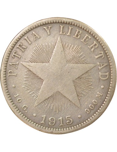 Cuba 40 centavos Argent 1915 Philadelphie