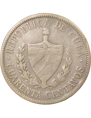 Cuba 40 centavos Argent 1915 Philadelphie