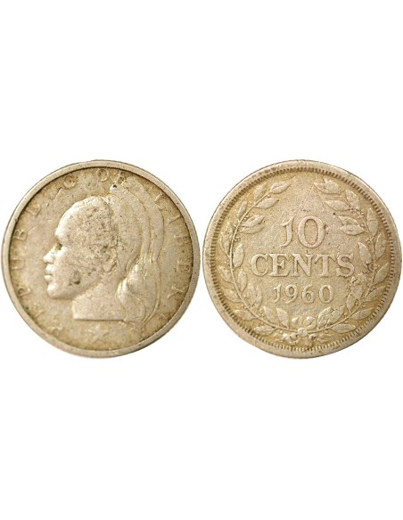 Liberia 10 cents Argent 1960 Philadelphie