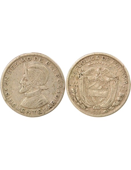 Panama 50 ans de la République 1/10 balboa Argent 1953 Mo Mexico City