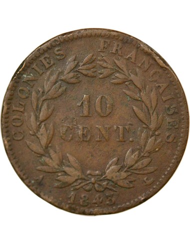 Colonies Françaises Louis-Philippe Ier 10 centimes Bronze 1843 A - Paris