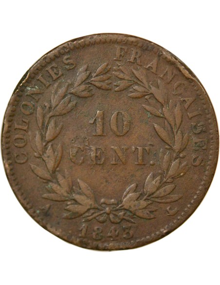 Colonies Françaises Louis-Philippe Ier 10 centimes Bronze 1843 A - Paris