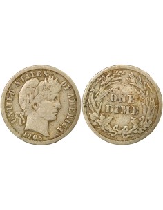 Etats Unis d'Amérique Barber 1 dime Argent 1905 Philadelphie