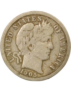 Etats Unis d'Amérique Barber 1 dime Argent 1905 Philadelphie 2