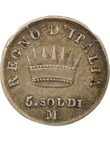 Roi d'Italie 5 soldi Argent 1812 M Milan