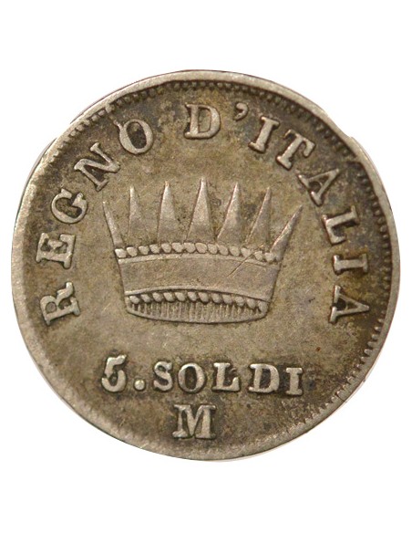 Roi d'Italie 5 soldi Argent 1812 M Milan