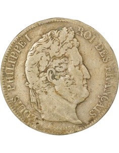 Louis-Philippe Ier Tr. en Relief 5 francs Argent 1839 D Lyon 2