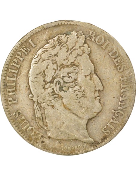 Louis-Philippe Ier Tr. en Relief 5 francs Argent 1839 D Lyon