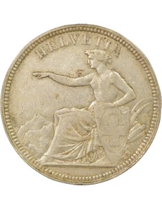 Suisse Helvetia Assise 5 francs Argent 1874 B. Bruxelles 2