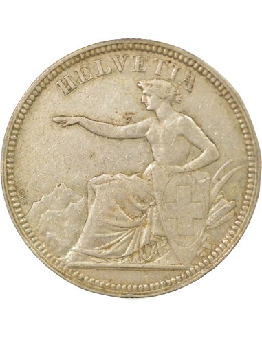 Suisse Helvetia Assise 5 francs Argent 1874 B. Bruxelles