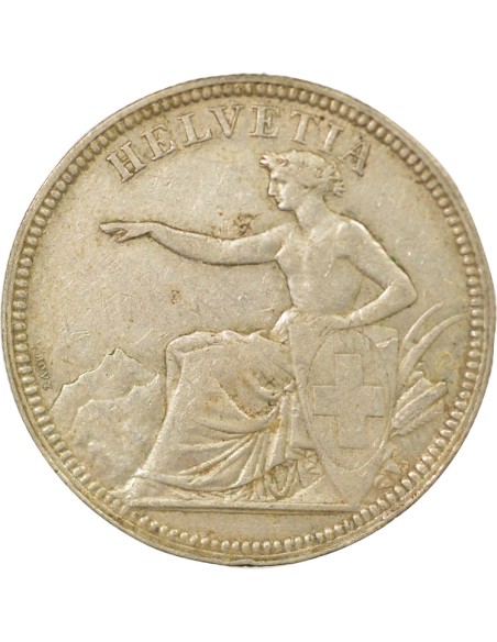 Suisse Helvetia Assise 5 francs Argent 1874 B. Bruxelles